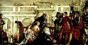 Paolo  Veronese the family of darus before alexander France oil painting artist